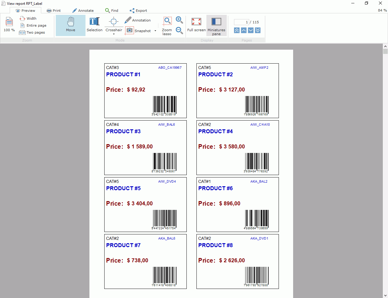 Label report