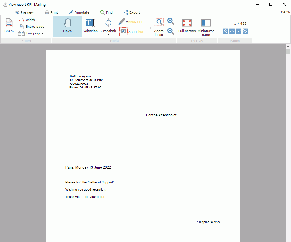 Mailing report