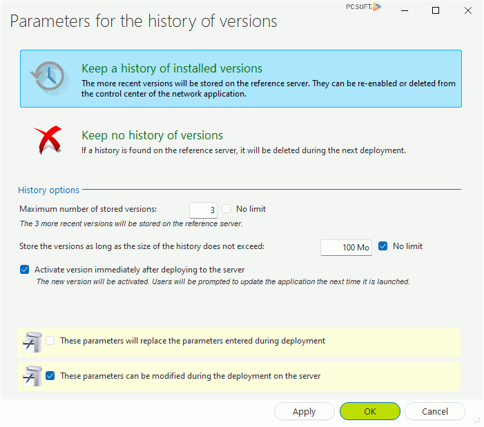 History of versions