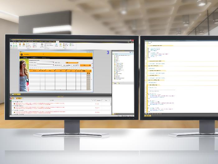 The code windows are displayed on the screen on the right
