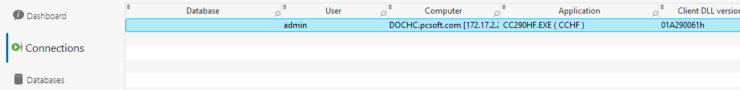 Server management - Connections tab