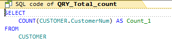 SQL code of query