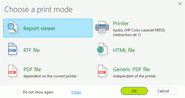 Choose print mode