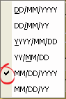 Menu option with checkmark