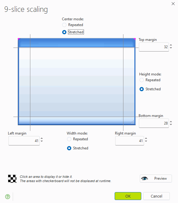 Display options of the 9-slice scaling mode