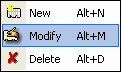 Shortcuts in the menu options