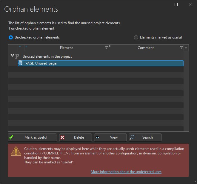 Orphan elements in the project
