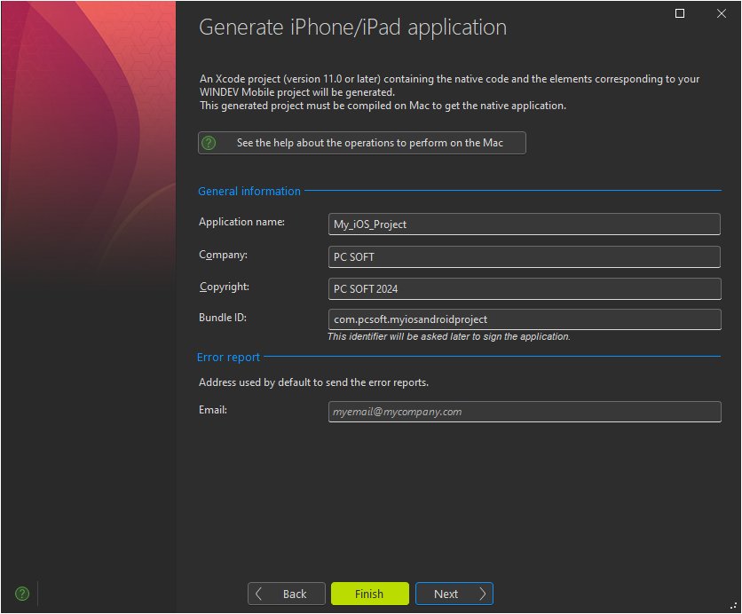 iOS application generation wizard