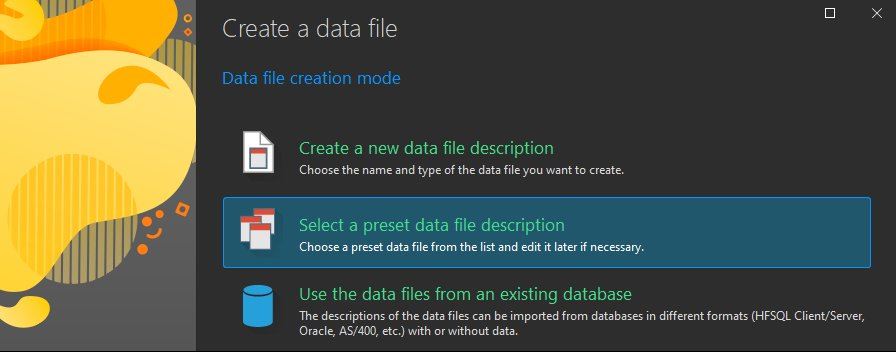 Preset data file creation wizard