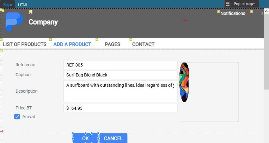 Product form with Button controls