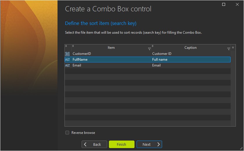 Combo Box control creation assistant