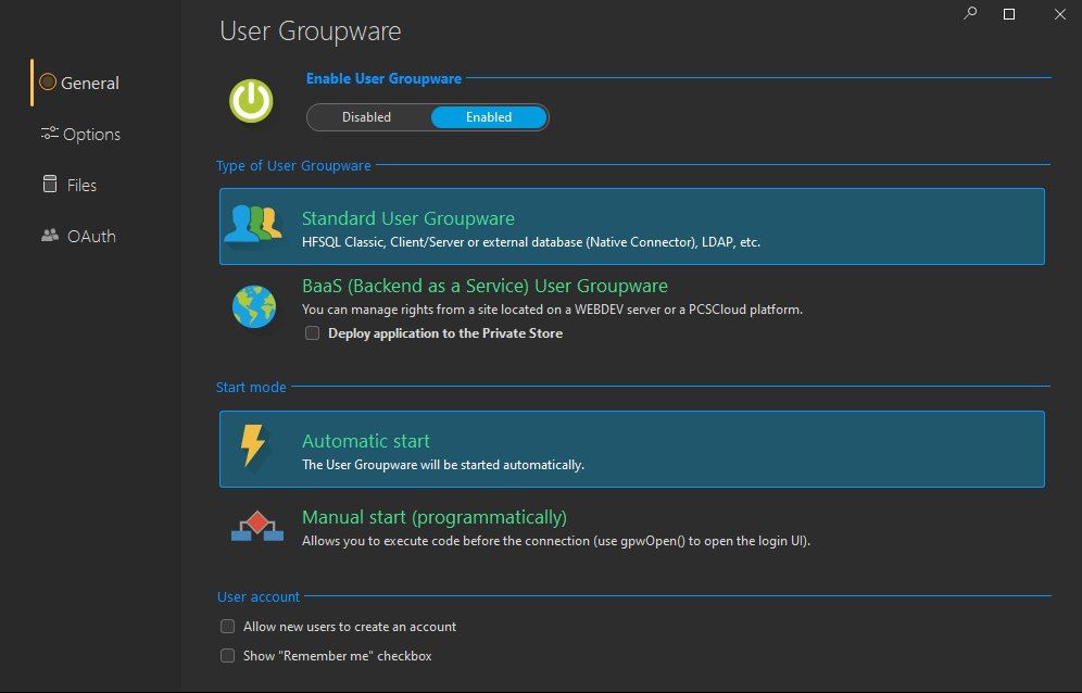User Groupware settings