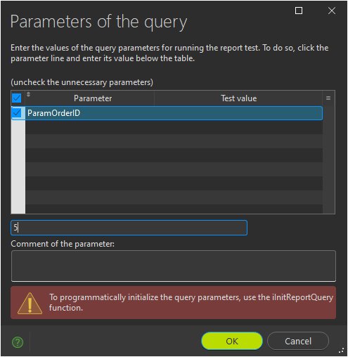 Entering the query parameters