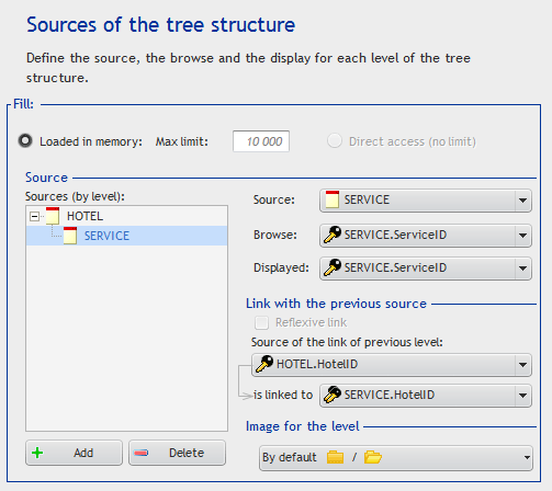 Sources of tree structure (wizard for control creation)
