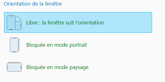Options d'orientation