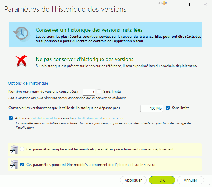 Historique des versions