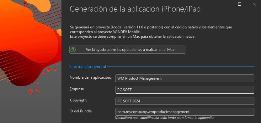 Asistente de generación de aplicaciones iOS
